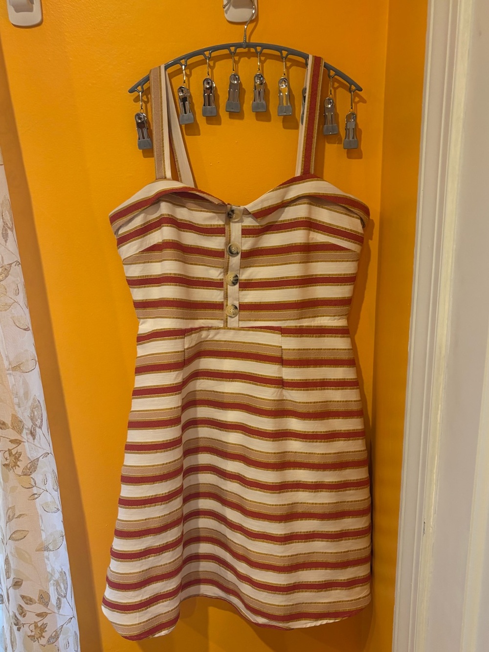Rockabilly Red, White, and Gold striped dress!